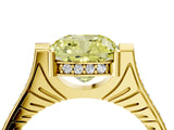 Yellow gold Fancy Yellow Cushion  Solitaire Diamond Ring with Channel Set Band and Bezel Prong Setting_65