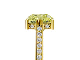 Yellow gold Fancy Yellow Cushion  Solitaire Diamond Ring with Channel Set Band and Bezel Prong Setting_66