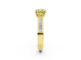 Yellow gold Fancy Yellow Cushion  Solitaire Diamond Ring with Channel-Set Band and Four-Prong Setting_5