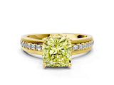 Yellow gold Fancy Yellow Cushion  Solitaire Diamond Ring with Channel Set Band and Six-Prong Setting_47