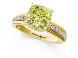 Yellow gold Fancy Yellow Cushion  Solitaire Diamond Ring with Channel Set Band and Six-Prong Setting_48