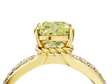 Yellow gold Fancy Yellow Cushion  Solitaire Diamond Ring with Channel Set Band and Six-Prong Setting_51
