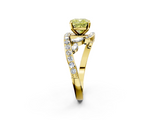 Yellow gold Fancy Yellow Cushion  Solitaire Diamond Ring with Filigree Band and Four-Prong Setting_60