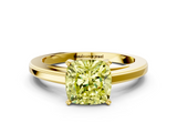 Yellow gold Fancy Yellow Cushion  Solitaire Diamond Ring with Four-Prong Setting and Classic Band_3
