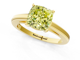 Yellow gold Fancy Yellow Cushion  Solitaire Diamond Ring with Four-Prong Setting and Classic Band_4