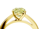 Yellow gold Fancy Yellow Cushion  Solitaire Diamond Ring with Four-Prong Setting and Classic Band_7