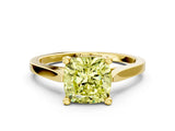 Yellow gold Fancy Yellow Cushion  Solitaire Diamond Ring with Four-Prong Setting and Tapered Band 2