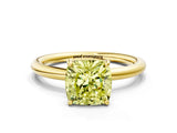 Yellow gold Fancy Yellow Cushion  Solitaire Diamond Ring with Four-Prong Setting on a Plain Band_32