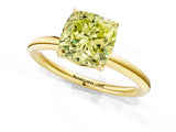 Yellow gold Fancy Yellow Cushion  Solitaire Diamond Ring with Four-Prong Setting on a Plain Band_33