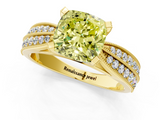 Yellow gold Fancy Yellow Cushion  Solitaire Diamond Ring with Milgrain Pavé Band and Four-Prong Setting_21