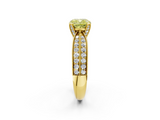 Yellow gold Fancy Yellow Cushion  Solitaire Diamond Ring with Milgrain Pavé Band and Four-Prong Setting_22
