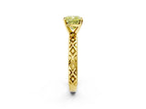 Yellow gold Fancy Yellow Cushion  Solitaire Diamond Ring with Milgrain and Black Enamel X Pattern Band_79