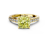 Yellow gold Fancy Yellow Cushion  Solitaire Diamond Ring with Pavé Band and Four-Prong Setting_84