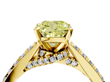Yellow gold Fancy Yellow Cushion  Solitaire Diamond Ring with Pavé Band and Four-Prong Setting_88