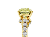 Yellow gold Fancy Yellow Cushion  Solitaire Diamond Ring with Pavé Band and Four-Prong Setting_89