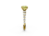Yellow gold Fancy Yellow Cushion  Solitaire Diamond Ring with Pave Band and Four-Prong Setting_280