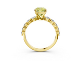 Yellow gold Fancy Yellow Cushion  Solitaire Diamond Ring with Pave Band and Four-Prong Setting_281
