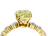 Yellow gold Fancy Yellow Cushion  Solitaire Diamond Ring with Pave Band and Four-Prong Setting_282