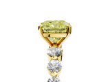 Yellow gold Fancy Yellow Cushion  Solitaire Diamond Ring with Pave Band and Four-Prong Setting_283