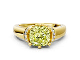Yellow gold Fancy Yellow Cushion  Solitaire Diamond Ring with Pave Band and Six-Prong Setting_32