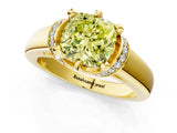 Yellow gold Fancy Yellow Cushion  Solitaire Diamond Ring with Pave Band and Six-Prong Setting_33