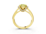 Yellow gold Fancy Yellow Cushion  Solitaire Diamond Ring with Pave Band and Six-Prong Setting_35