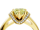 Yellow gold Fancy Yellow Cushion  Solitaire Diamond Ring with Pave Band and Six-Prong Setting_36