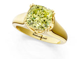 Yellow gold Fancy Yellow Cushion  Solitaire Diamond Ring with Six-Prong Cathedral Setting_33