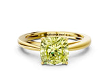 Yellow gold Fancy Yellow Cushion  Solitaire Diamond Ring with Split Shank and Four-Prong Setting_12
