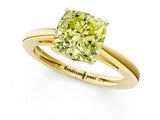 Yellow gold Fancy Yellow Cushion  Solitaire Diamond Ring with Split Shank and Four-Prong Setting_13