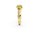 Yellow gold Fancy Yellow Cushion  Solitaire Diamond Ring with Split Shank and Prong Setting_43