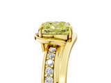 Yellow gold Fancy Yellow Cushion  Solitaire Diamond Ring with Split Shank and Prong Setting_46