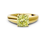 Yellow gold Fancy Yellow Cushion  Solitaire Diamond Ring with Tapered Band and Four-Prong Setting_49
