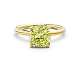 Yellow gold Fancy Yellow Cushion  Solitaire Diamond Ring with a Classic Band and Four-Prong Setting 2