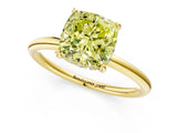 Yellow gold Fancy Yellow Cushion  Solitaire Diamond Ring with a Classic Band and Four-Prong Setting 3