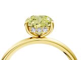 Yellow gold Fancy Yellow Cushion  Solitaire Diamond Ring with a Classic Band and Four-Prong Setting