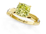 Yellow gold Fancy Yellow Cushion  Solitaire Diamond Twisted Band with Four-Prong Setting_67