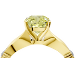 Yellow gold Fancy Yellow Cushion  Solitaire Diamond Twisted Band with Four-Prong Setting_68