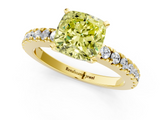 Yellow gold Fancy Yellow Cushion  Solitaire Diamond with Pavé Band and Four-Prong Setting_47