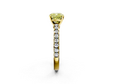 Yellow gold Fancy Yellow Cushion  Solitaire Diamond with Pavé Band and Four-Prong Setting_48