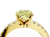 Yellow gold Fancy Yellow Cushion  Solitaire Diamond with Pavé Band and Four-Prong Setting_50