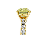 Yellow gold Fancy Yellow Cushion  Solitaire Diamond with Pavé Band and Four-Prong Setting_51