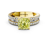Yellow gold Fancy Yellow Cushion  Solitaire Diamond with Pave and Channel Set Band_42