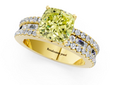 Yellow gold Fancy Yellow Cushion  Solitaire Diamond with Pave and Channel Set Band_43