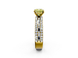 Yellow gold Fancy Yellow Cushion  Solitaire Diamond with Pave and Channel Set Band_44