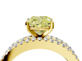 Yellow gold Fancy Yellow Cushion  Solitaire Diamond with Pave and Channel Set Band_46