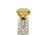 Yellow gold Fancy Yellow Cushion  Solitaire Diamond with Pave and Channel Set Band_47