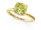 Yellow gold Fancy Yellow Cushion  Solitaire Engagement Ring with Cathedral Band and Four-Prong Setting_22