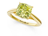 Yellow gold Fancy Yellow Cushion  Solitaire Engagement Ring with Four-Prong Setting and Classic Band 1