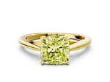 Yellow gold Fancy Yellow Cushion  Solitaire Engagement Ring with Four-Prong Setting and Classic Band